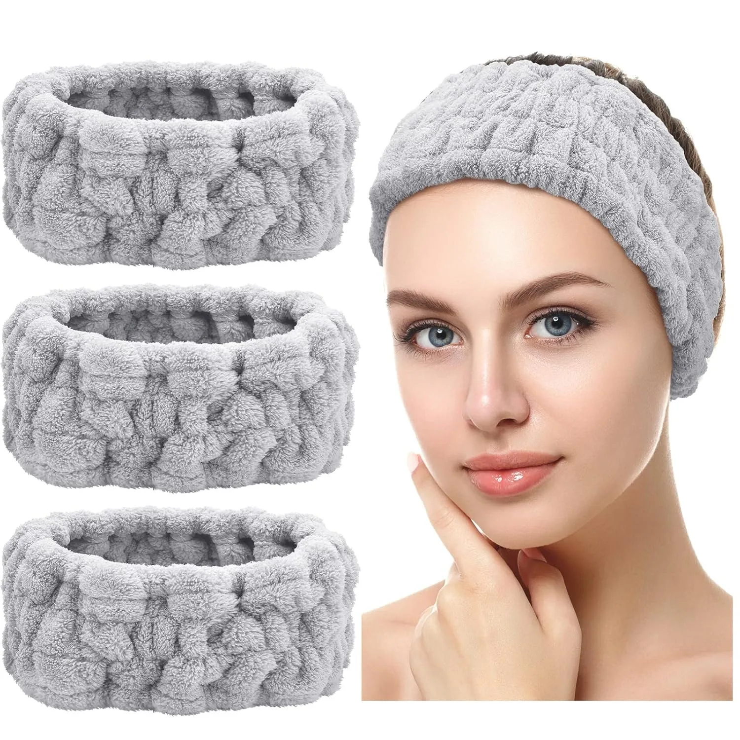 

Spa Headbands for Washing Face or Facial, Set of 2 Skincare Headbands, Terry Cloth Headband Wash Combo ,Hairband