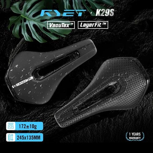 Imagen 2 del producto RYET-sillín de bicicleta de carbono con estampado 3D, 245x135/145mm para bicicleta de carretera de grava MTB, sillín de carreras ergonómico, asiento de ciclismo de tecnología hueca
