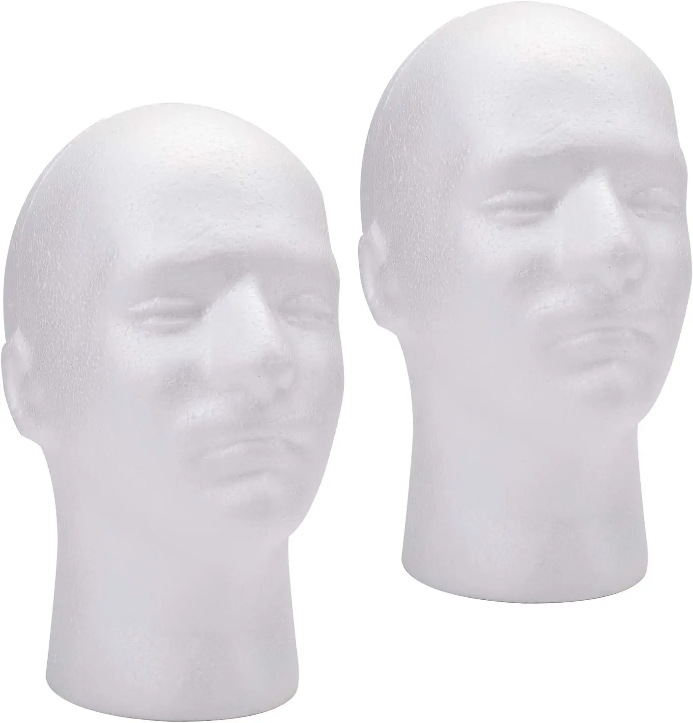 

2 Pack Male Foam Mannequin Head 11 Inch Wig Display Holder for Hats Glasses Stand
