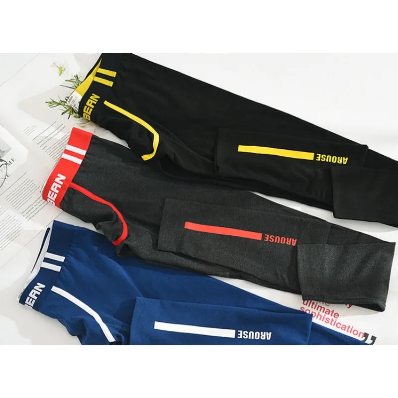 Men‘s Thermal Long Johns U‑Pouch Design Elastic Brand Waistband Slim Fit Soft Stretchy Male Base Layer Thermal Underwear Pants
