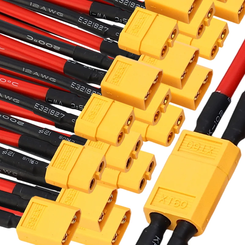 

XT60 Plug Connector with Extension Cable 12AWG Silicone Wire Male Female Connector Adapter for RC Lipo Battery Car Drone Boat