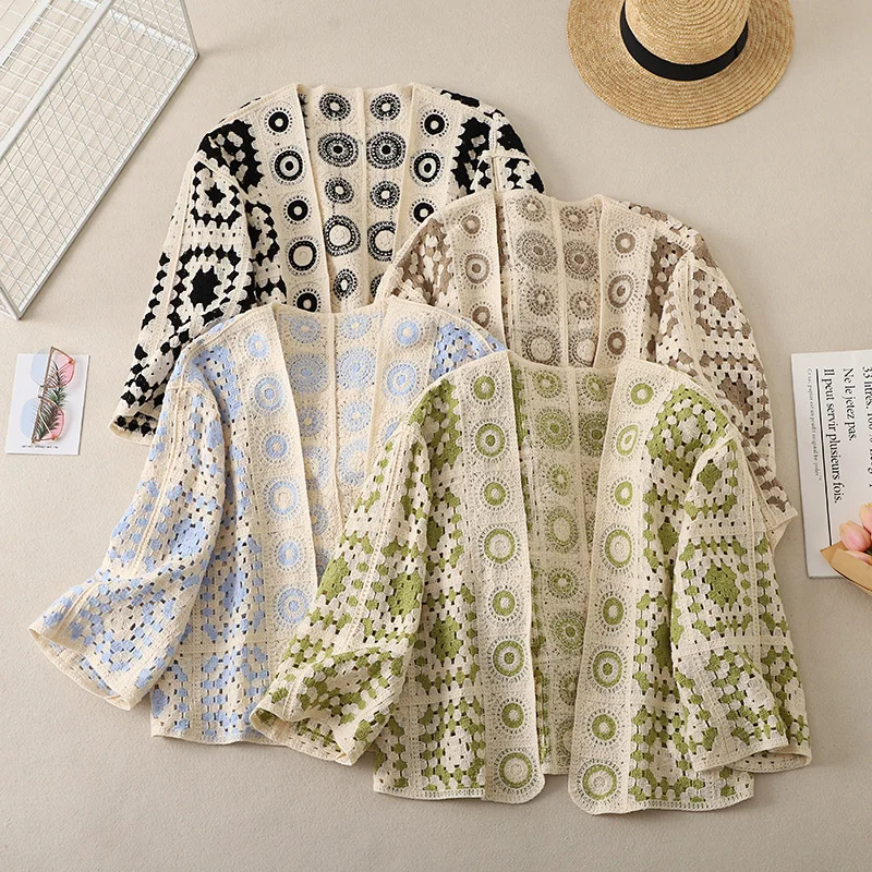 

Short Hollow Knitted Coat Woman Cardigan Top Knit Cardigans Spring Summer Women Clothes Fashion Streetwear