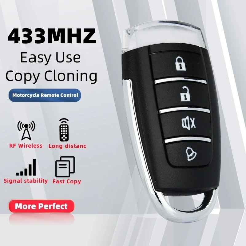 Wireless 433MHz Smart Copy Remote Control 4 Keys Motorcycle Garage Electric Transmitter Gate Door Auto Keychain Door Controller