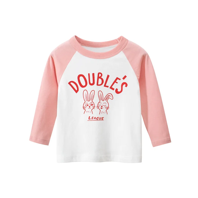 2-8T Girls Tshirt Toddler kid Clothes Long Sleeve Top Infant Cotton T Shirt Cute Sweet Childrens Loose Tee Outfits