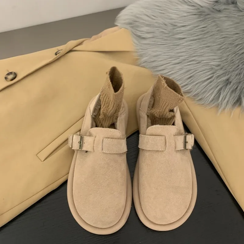 Winter Retro Fashion Soft Women Shoes Comfortable Slip on Flats Loafers Fur Plush Warm Cotton Shoes Dress Casual Shoes for Women