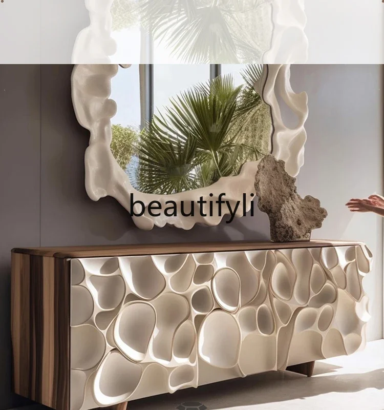 Cream style creative dining side cabinet, personalized technology sense entrance cabinet, cream style TV cabinet log style