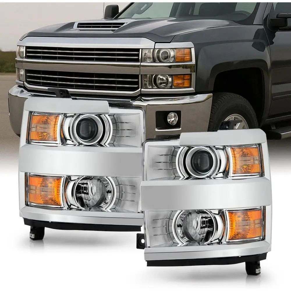 

Подходит для Chevrolet Silverado 2500 HD 3500 HD 2015-2019 годов выпуска, хромированные фары-проекторы в стиле OE с отражателем.