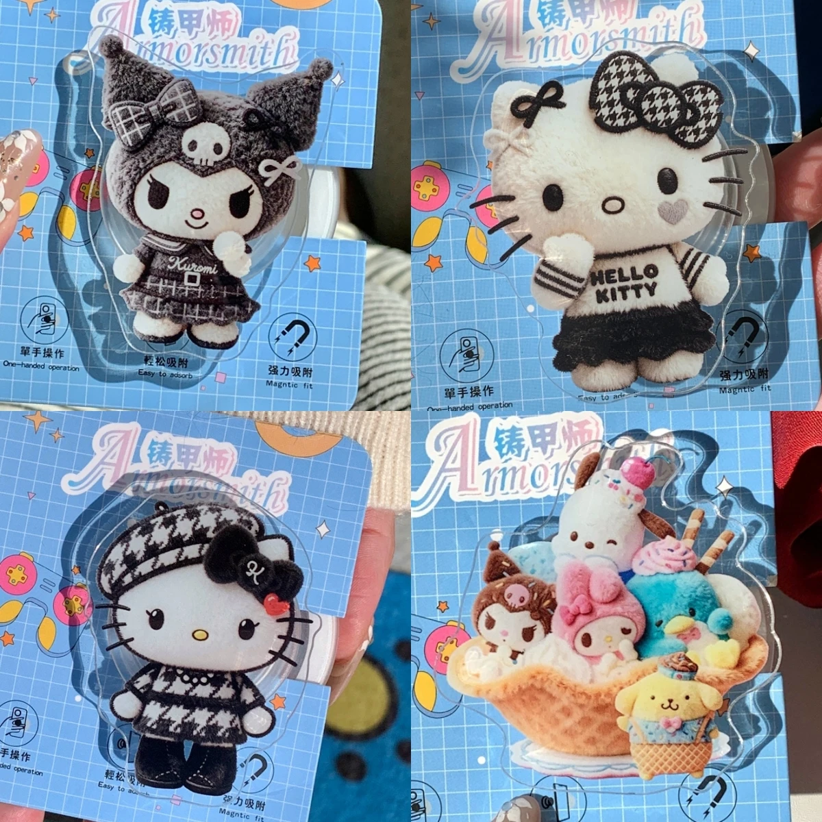 Sanrio Hello Kitty For Magsafe Magnetic Phone Griptok Grip Tok Stand For iPhone Samsung Foldable Wireless Charging Case Holder