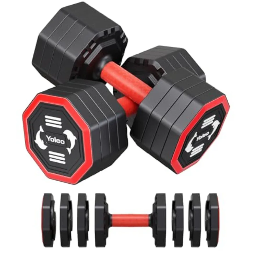 

Adjustable Dumbbell Set 4 in 1 Free Weights Dumbbells Set for Home Gym Each 10lb 15lb 20lb 25lb with TPU Soft Rubber Handle for