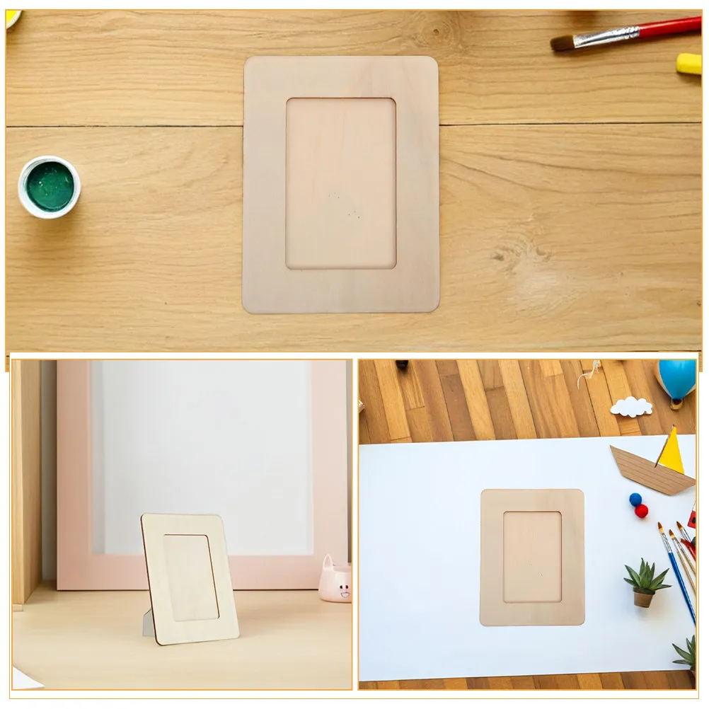 10pcs Unfinished Wooden DIY Picture Frames 6.52x4.79 Inch, Natural Paintable Craft for Family Photos & Desktop Display