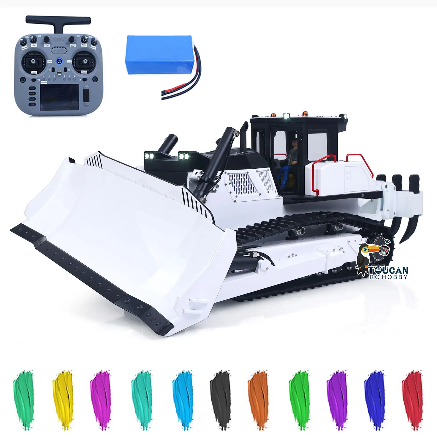 RC Hydraulic Bulldozer D155AX 1/12 Remote Control Heavy Dozer Model 7 Way Valve Stainless Steel Track Hobbywing Brushless ESC