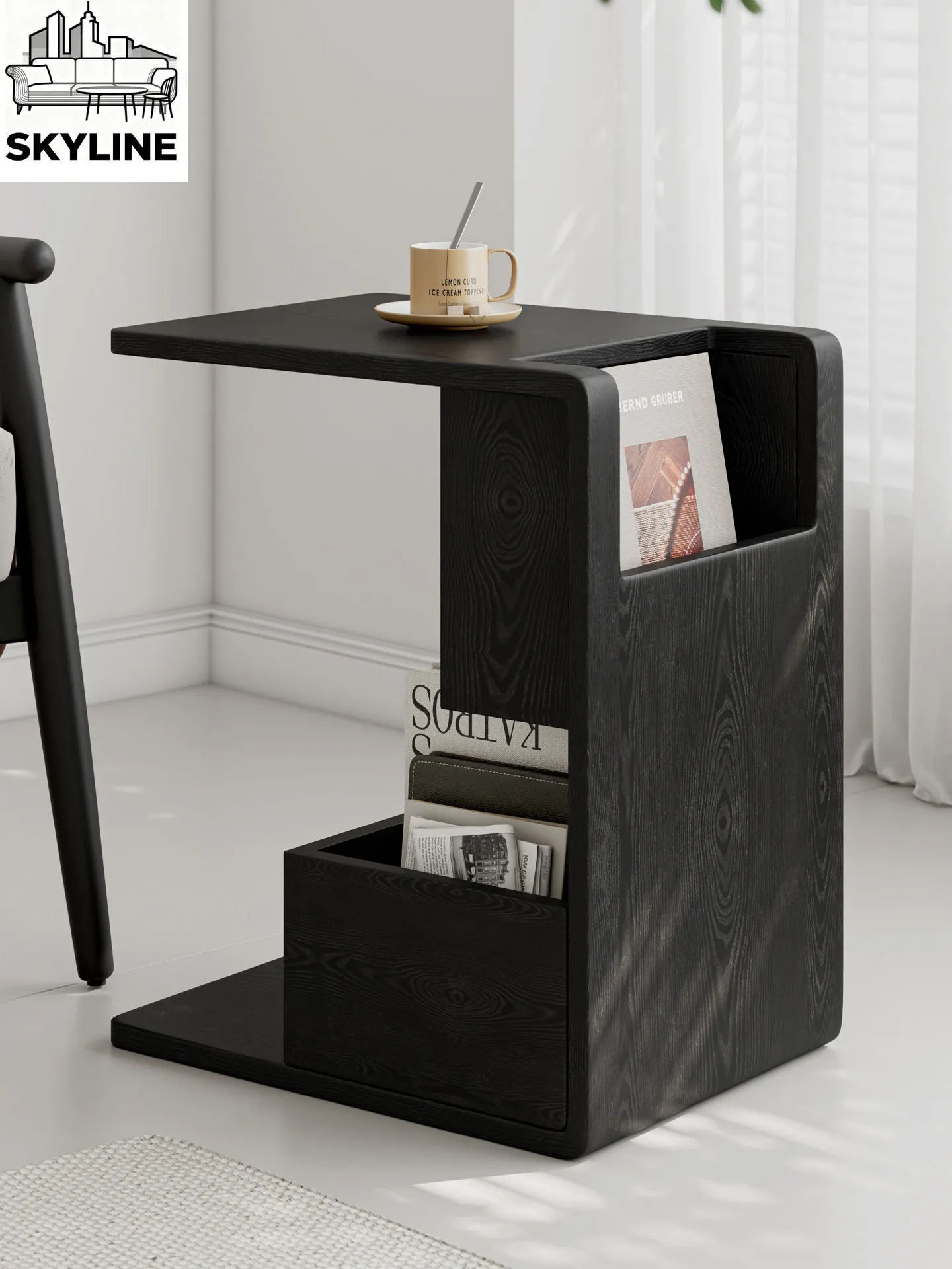 Side few rubber wood movable solid wood small coffee table restaurant multi-functional storage bedside rack small corner table