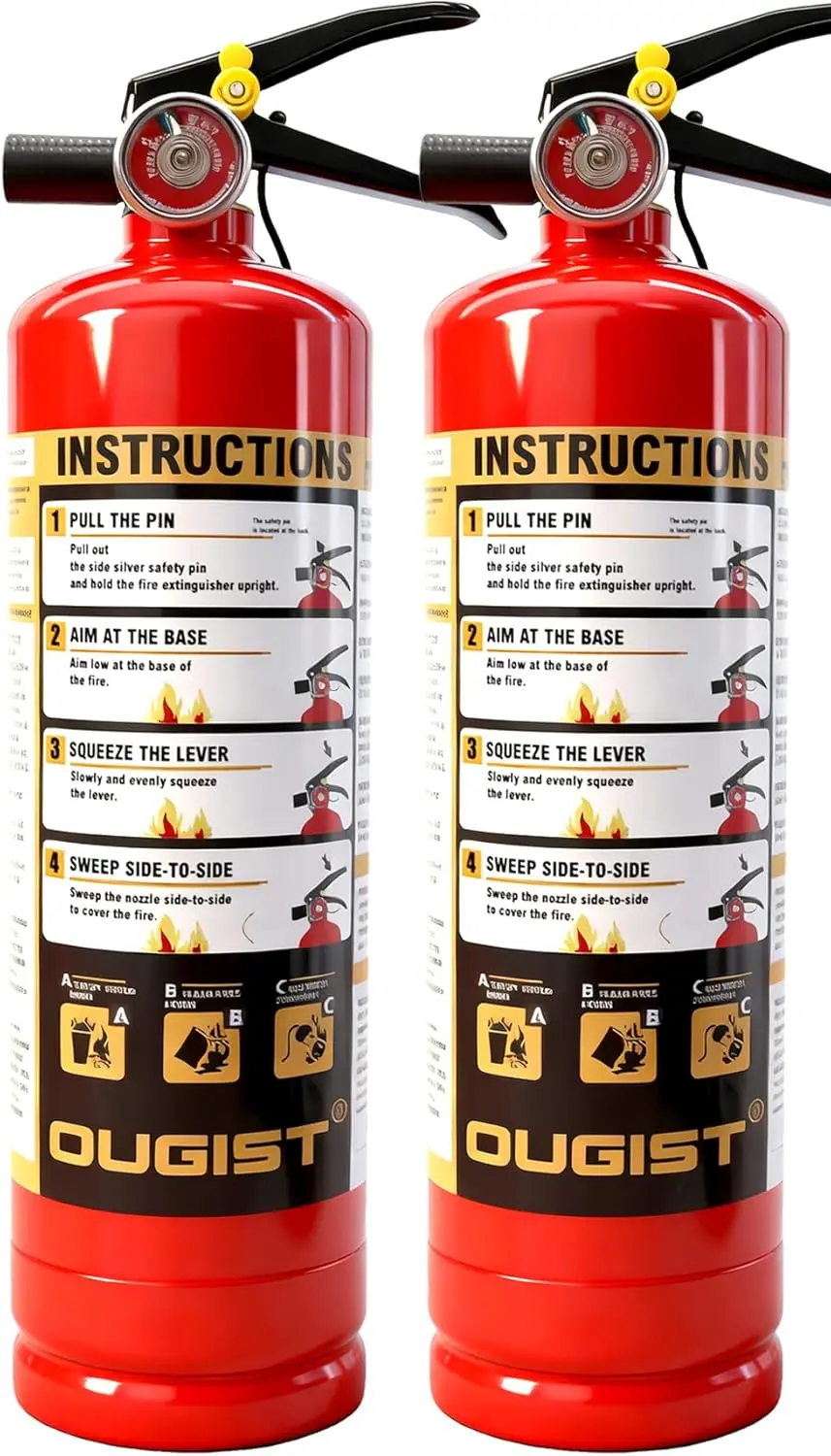 

Огнетушитель 2,5 фунта для дома, кухни, гаража, автомобиля - профессиональный, безопасный, красный (2 шт.)