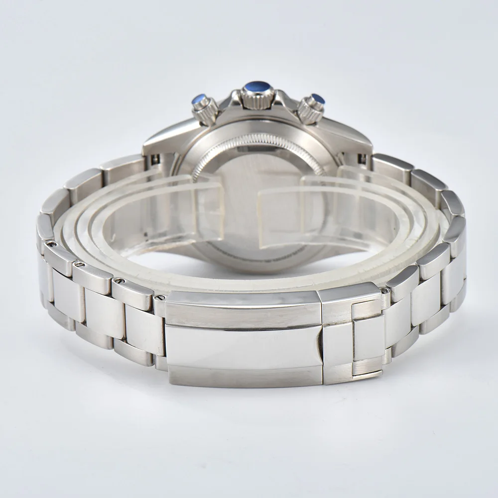39.3mm Case Slivey / Gold Stainless Steel case fit VK63 VK63A movement Case Sapphire Crystal Glass case 20mm strap Watch Box