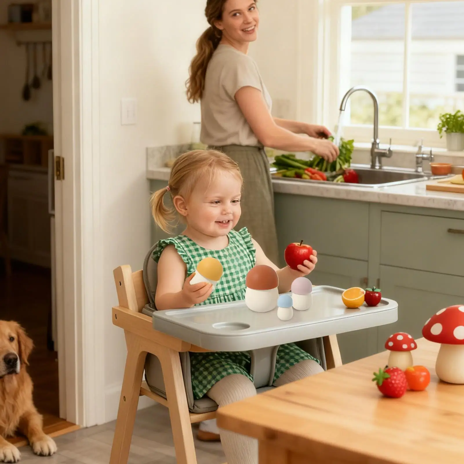 Jouet à empiler en forme de champignon, jouets éducatifs, reconnaissance de la forme, poupée pour la maison, les voyages, l'école à domicile, salle de jeux