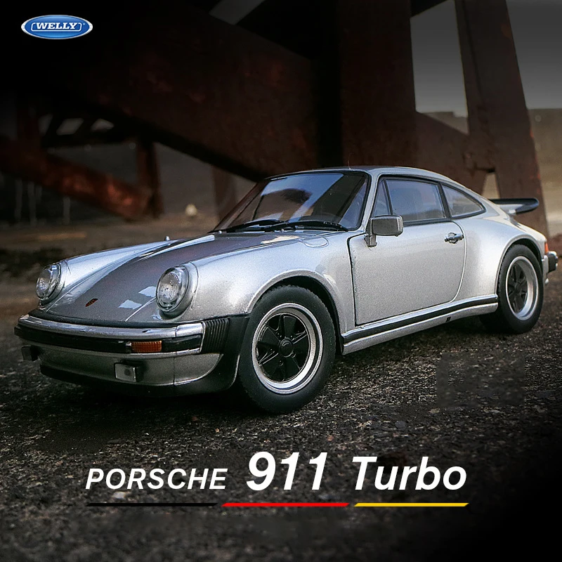 WELLY-Porsche 911 Turbo 3.0 modelo de brinquedo infantil, carro de liga, dietas e veículos de brinquedo, escala miniatura 1:24