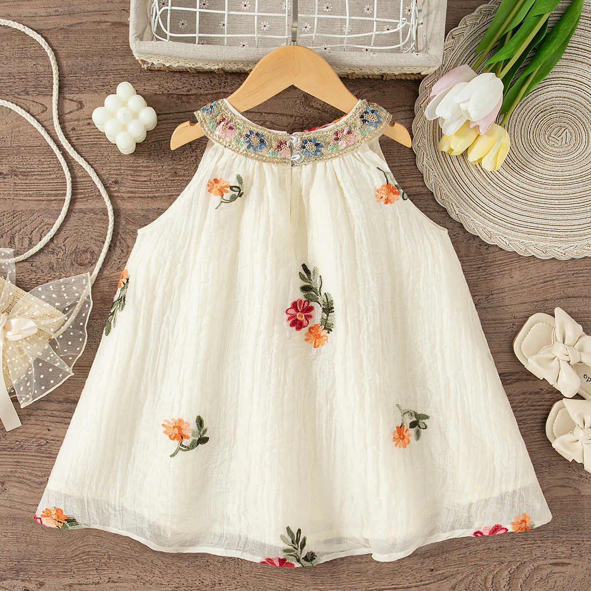 Beach Detox Baby Girl Dress Summer New Flower Children'S Sleeveless Clothes (6 Months -4 Years Old)