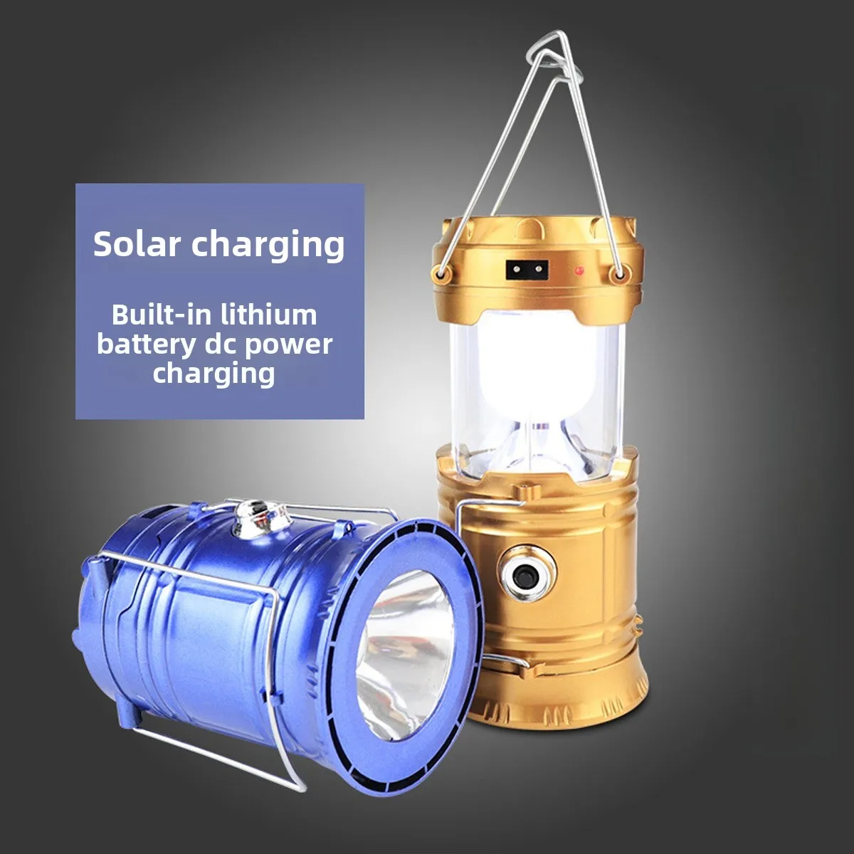 2pcs Hot-selling multi-function light led solar USB charging camping light, camping supplies tent light factory direct sales