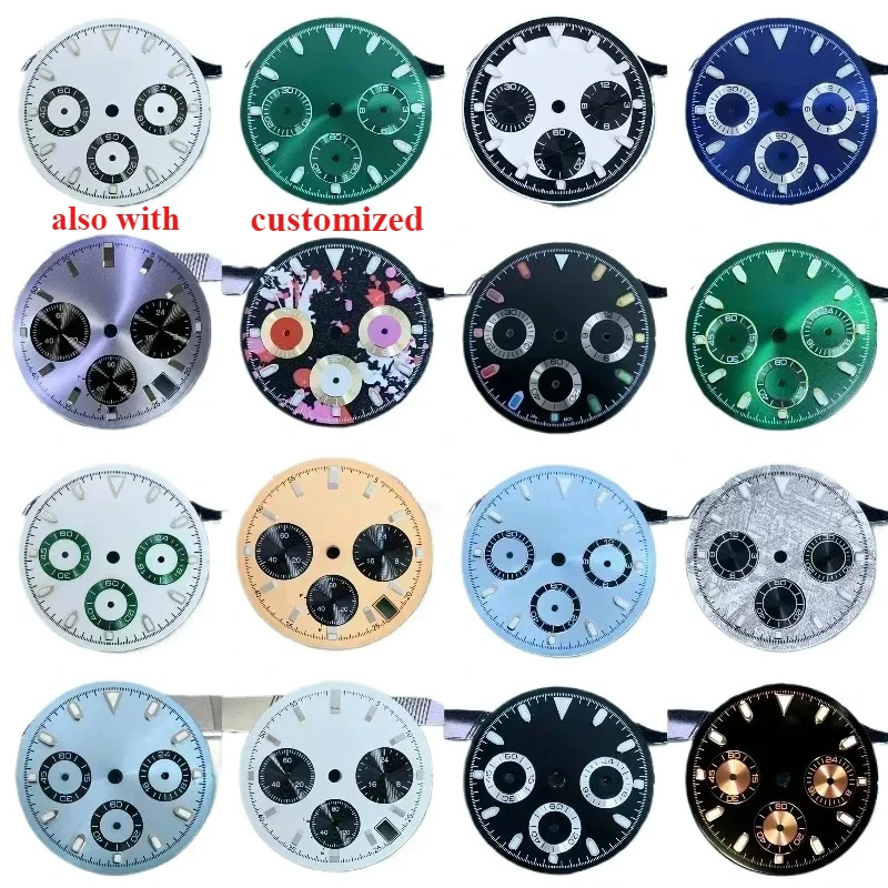 

Watch Customized NEW 29.5mm Panda Dial VK63 Dial S for VK63 Quartz Movement Timing Face Watch Parts S Luminous Watch Accessories