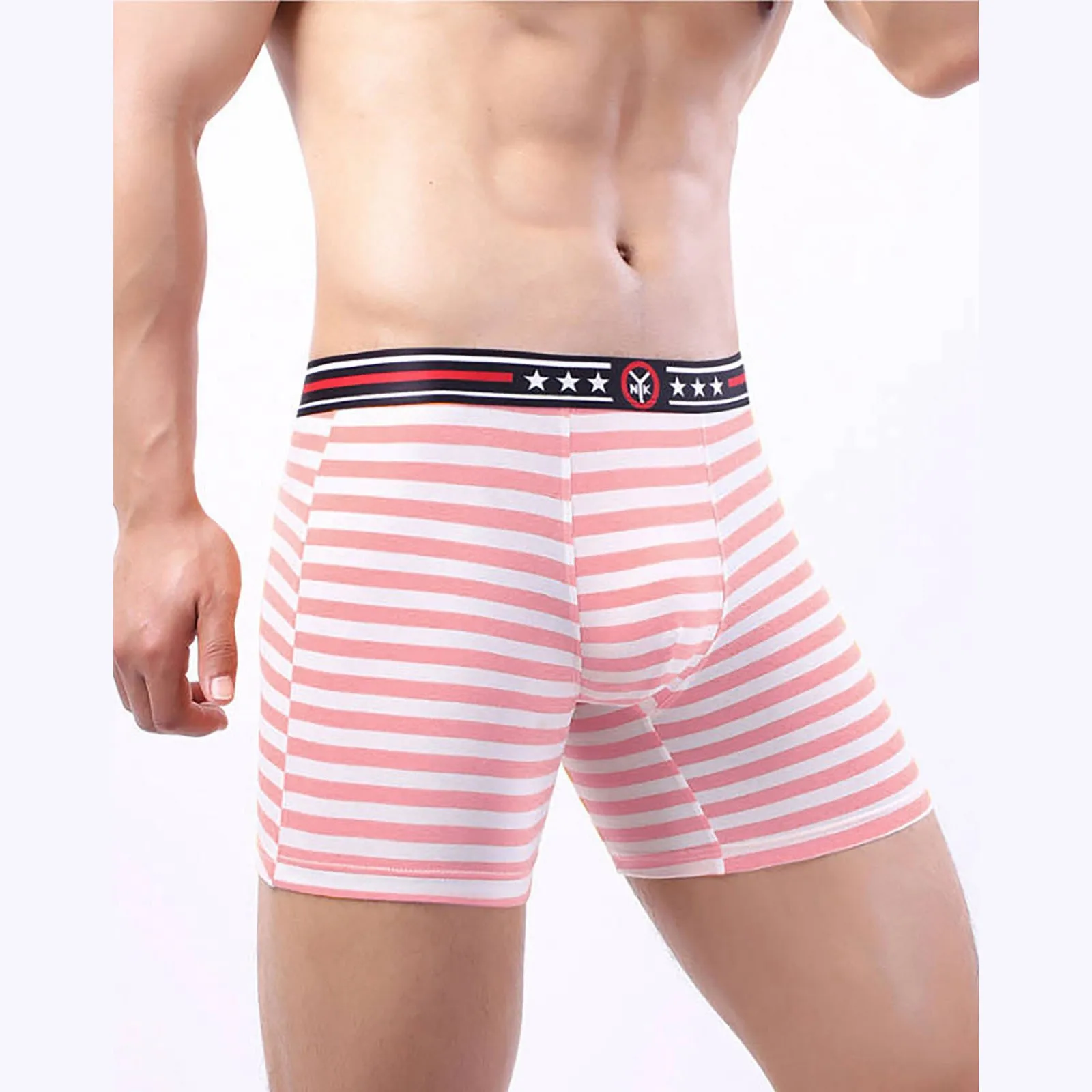 

Men's Briefs Underwear Men's Cotton Underwear Lengthened Flat Angle Stripes Low Waist Comfortable Track Mens Rip off Underwear