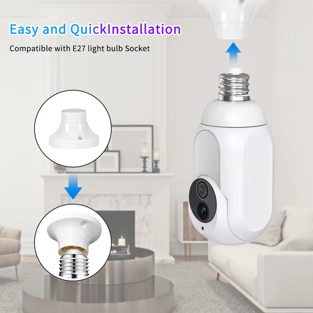 

Tuya Mini IP Camera WiFi Light Surveillance Video Recorder Night Vision Wireless Security PTZ E27 Interface Smart Life Monitor