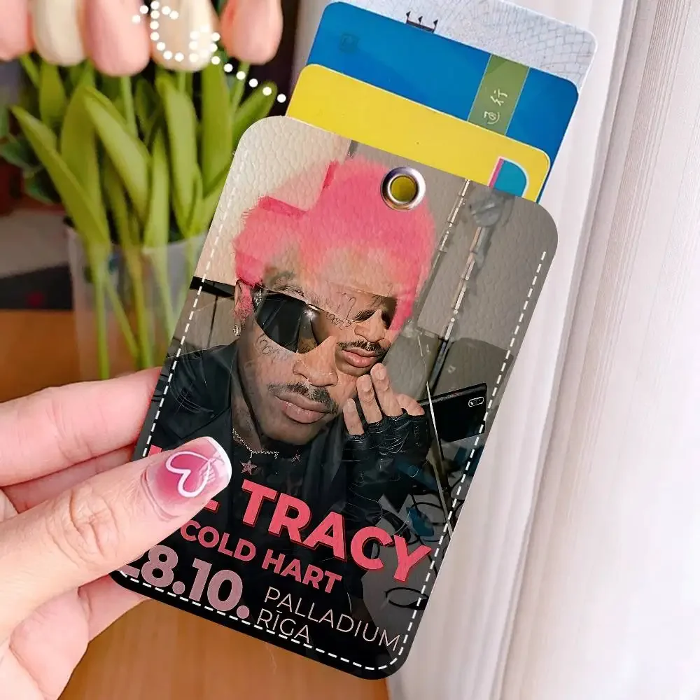 Popular Singer L-lil T-tracy PU Soft Leather Rectangular Key Card Holder Induction Elevator Protection Cover Youth Faion Accory