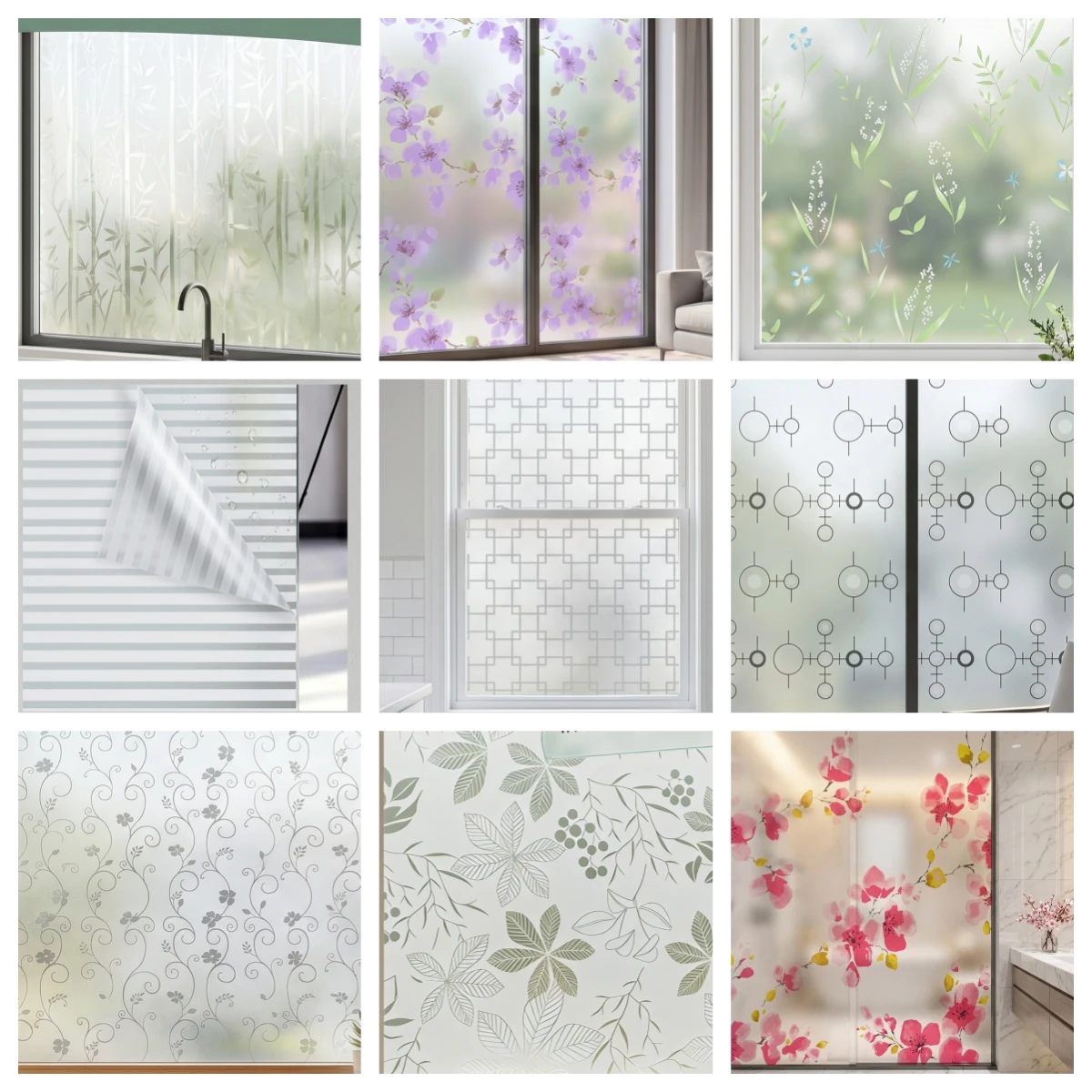 2M 3M 5M Frosted Stained Glass Privacy Window Film Self Adhesive Heat Control Explosion Proof Removable for Home