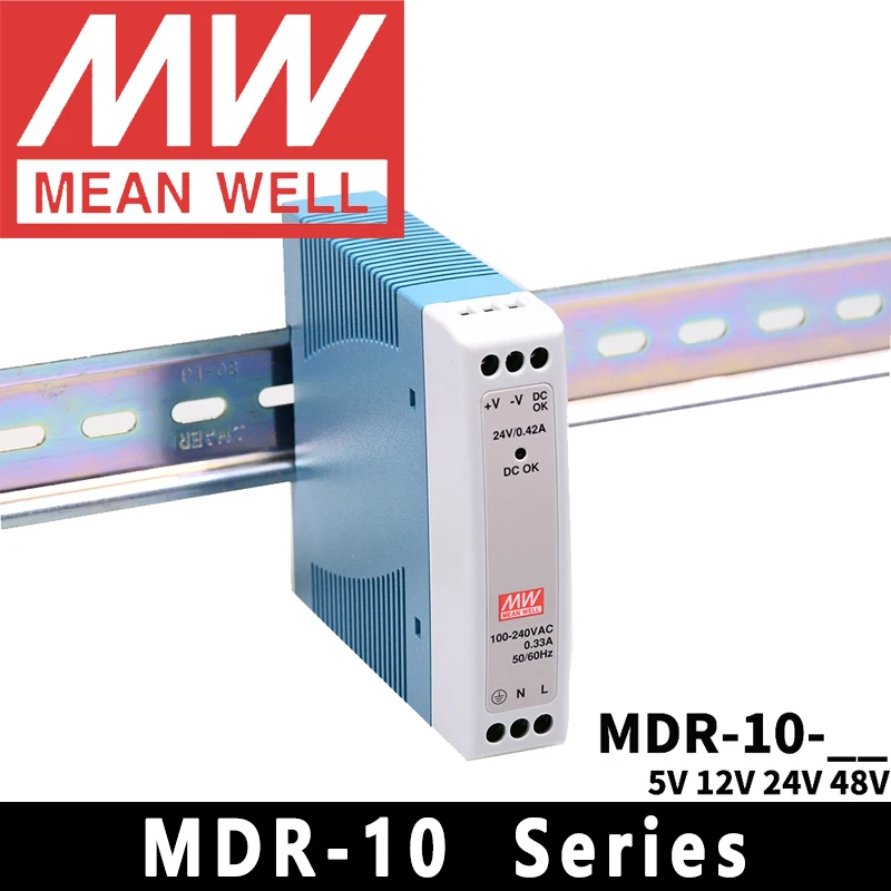 Original Mean Well MDR-10-5/12/15/24 meanwell 10W AC/DC Single Output Industrial DIN Rail Power Supply
