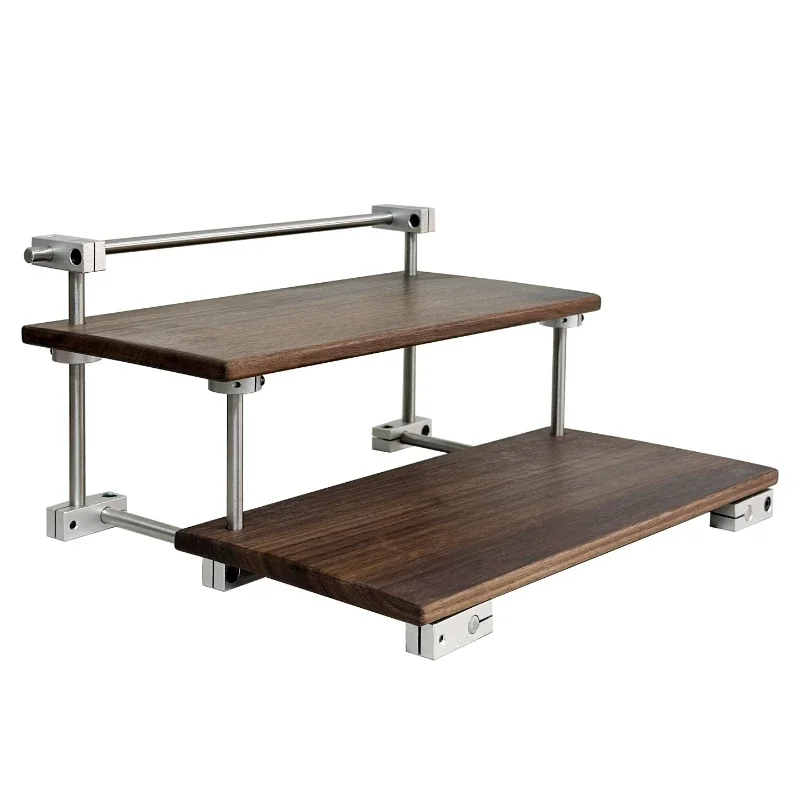 Black walnut cherry wood retro medieval style industrial style coffee shop cup holder figure storage rack
