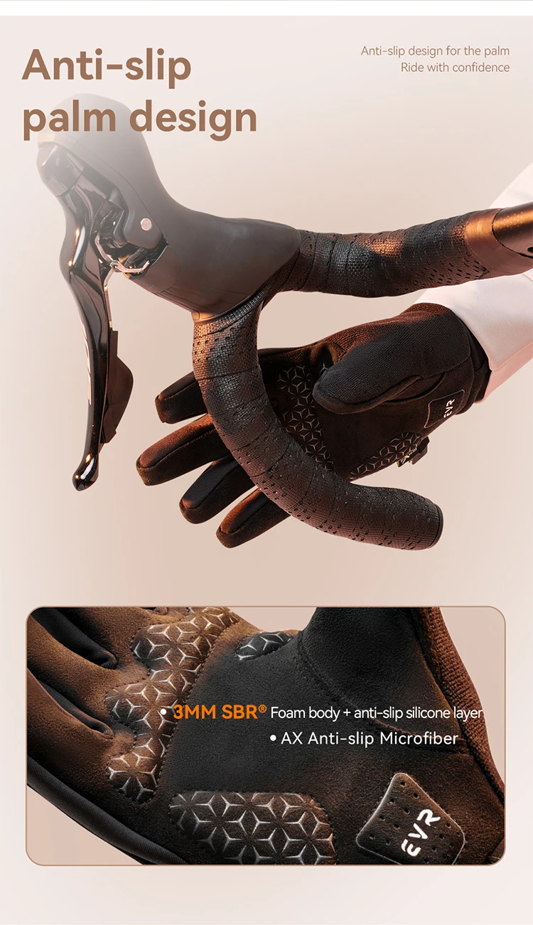 EVR Winter-Fahrradhandschuhe, winddicht, Fleece, Thermo-Vollfinger-Fahrradhandschuhe, Herren- und Damen-Fahrradhandschuhe für Rennrad, MTB, Outdoor-Sport – Detail 6