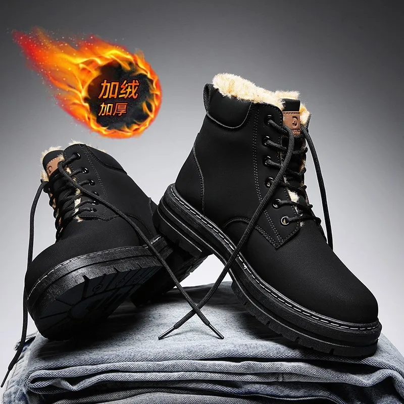 Men's shoes Winter high top British overalls Big yellow boots men's thick cotton shoes with cashmere warm snow boots M1031