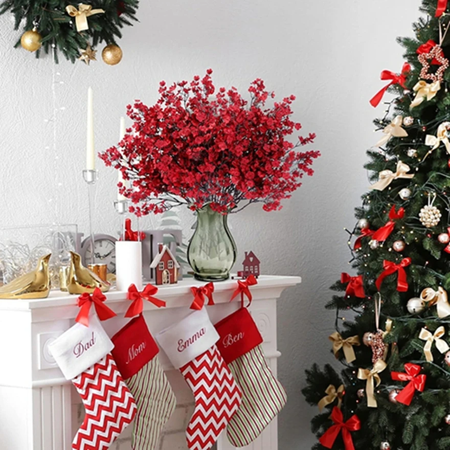 

3Pcs Artificial Flowers Cherry Blossoms Gypsophila Fake Plants Wedding Bouquet Home Colorful Table Arrangement Decor Faux Branch