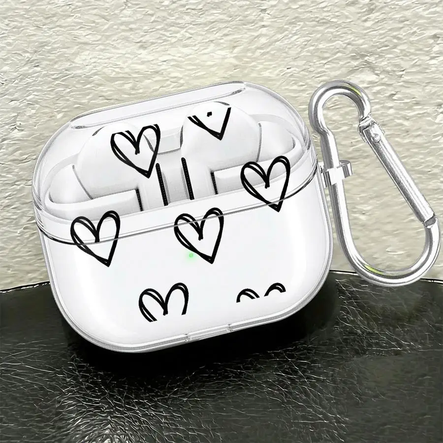 Cartoon Flower Love Heart Case For Samsung Galaxy Buds 2 4Pro 3Pro 4 Pro 3 FE Live Clear Earphone Cases Cover