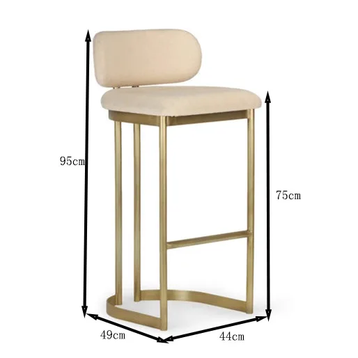 Italian Designer Stainless Steel Bar Stool Minimalist Modern High Stool Luxurious Backrest for Outdoor Bars Hotels Receptions
