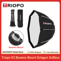 Triopo Softbox K2 55cm 65cm 90cm 120cm Bowens Mount Foldable Octagon Softbox for Godox Sokani Aputure LED Video Light