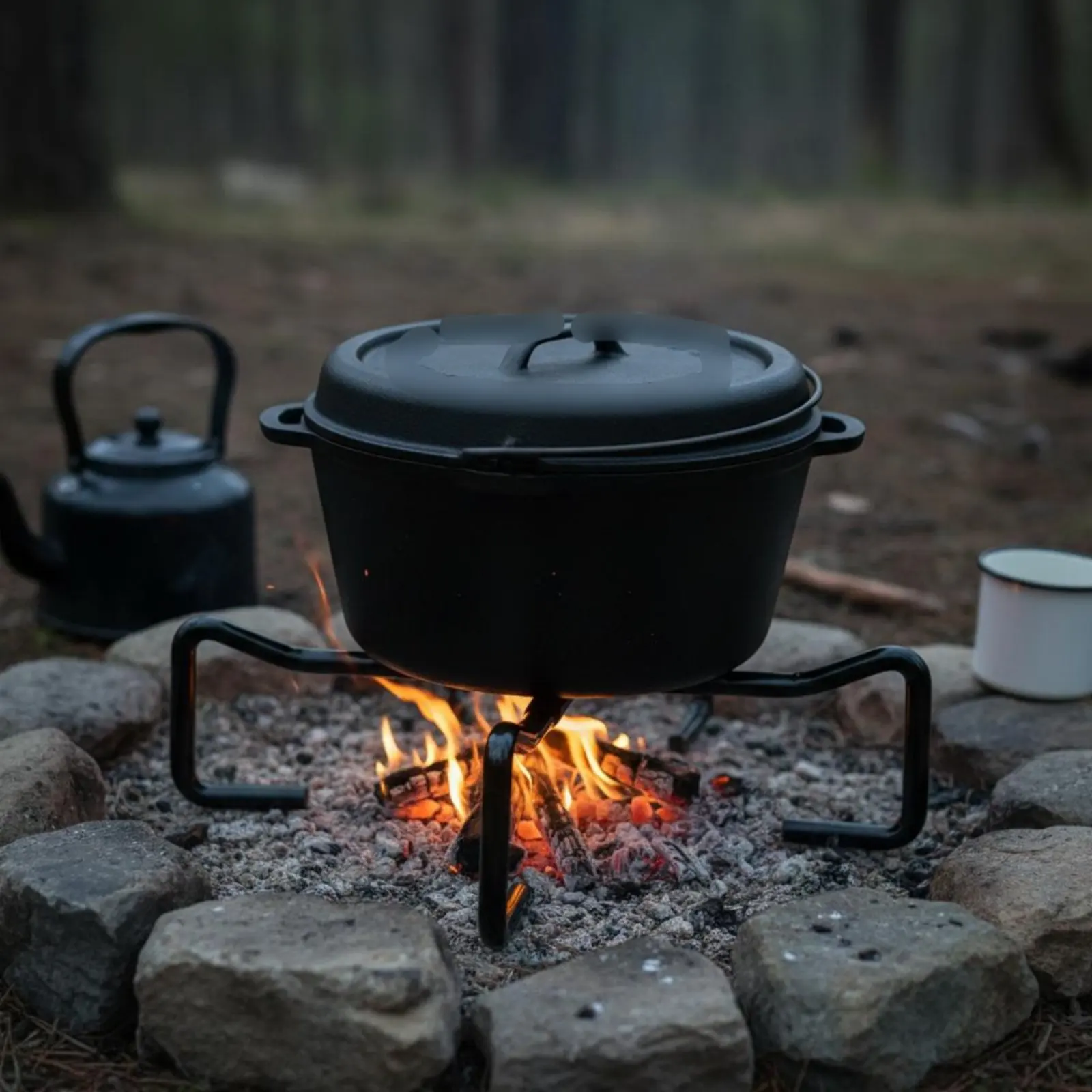 Quad-Function Dutch Oven Tool Portable Dutch Oven Lid Stand Campfire Cooking Tool Space-Saving Cast Iron Pot Trivet Multipurpose