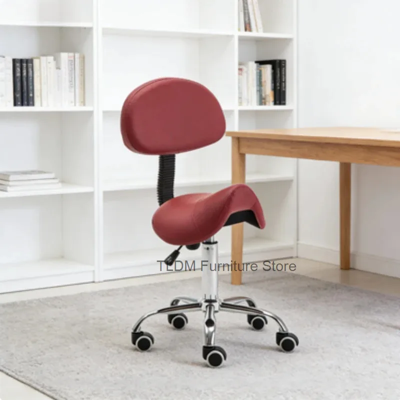 Rolling Saddle Stool with Universal Wheels, Multi-purpose Beauty Chair for Barber Shop, Tattoo, Nail and Makeup Salon