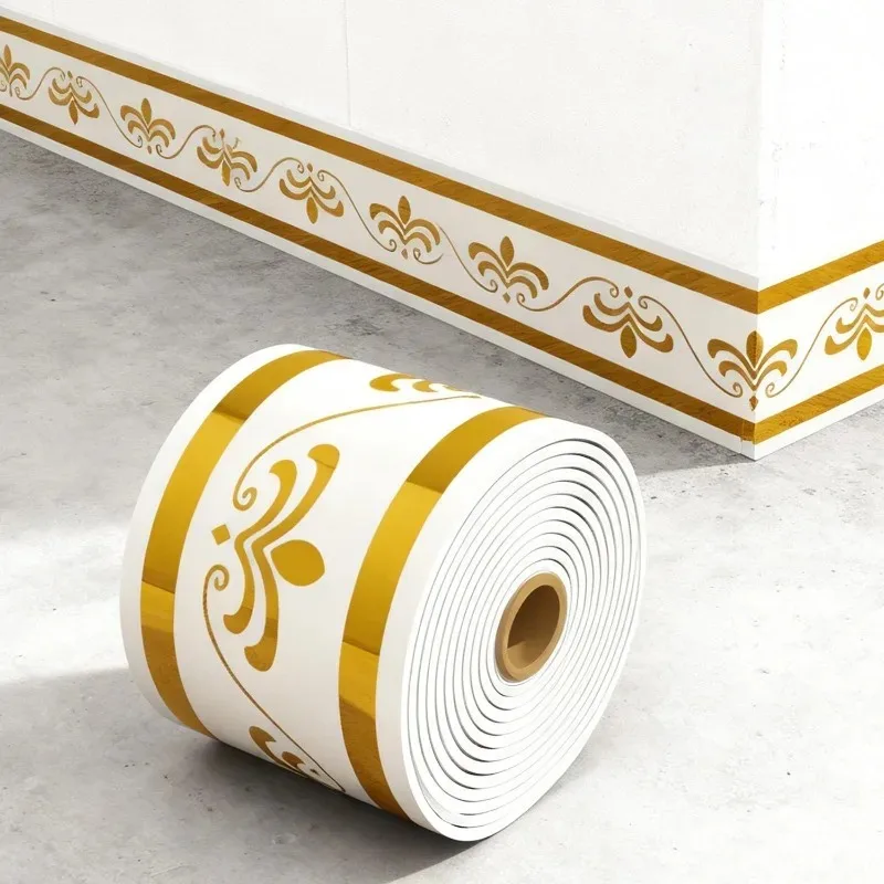 Self Adhesive Skirting Board Waterproof Enclosure Skirting Line PVC Wall Trim Line Baseboard Wallpaper Wall Sticker Home Decor