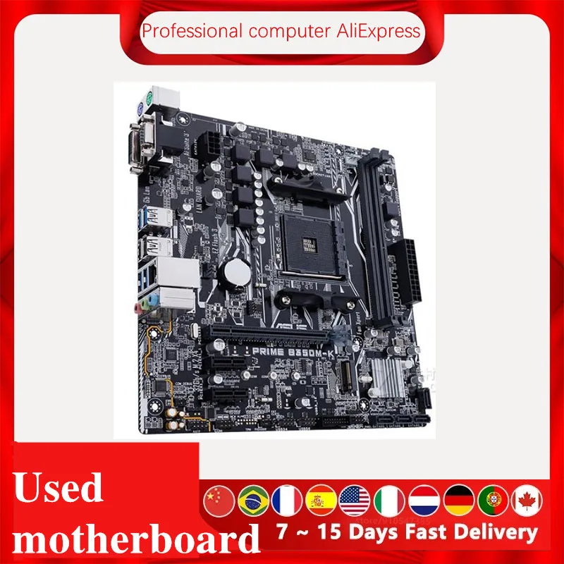 For ASUS PRIME B350M-K Motherboard Socket AM4 DDR4  For AMD B350M B350 Original Desktop Mainboard Used Mainboard