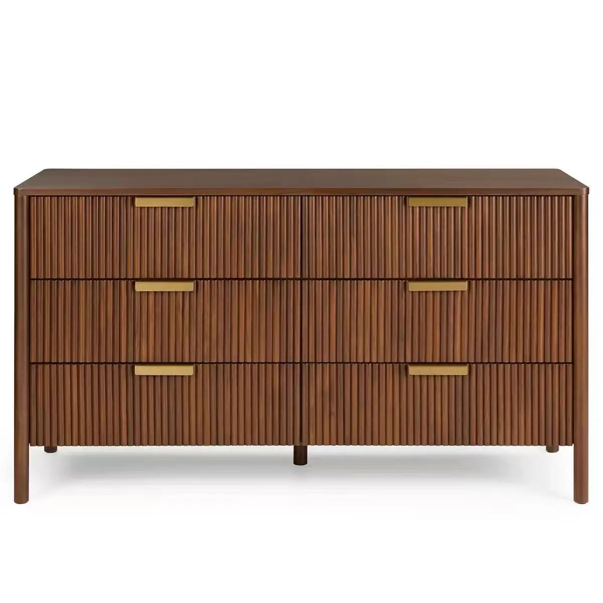 #R/H Yellow Cave Stone Rosewood Modern Farmhouse/Warehouse 6-Drawer Chest Slide Rail Dust-proof Eco-Friendly Solid Wood