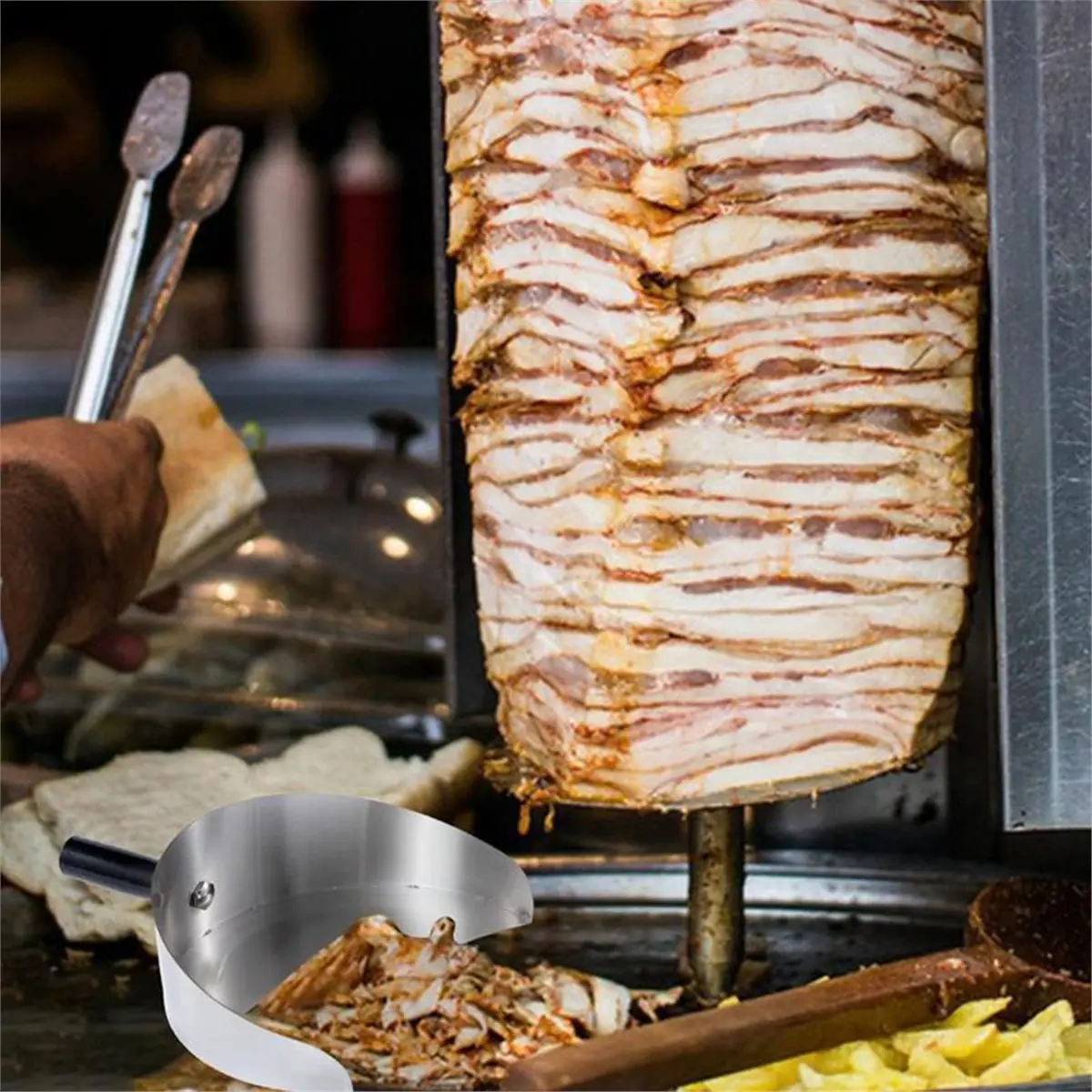 Oct Sale Meat Catcher for Grill Stainless Steel Barbecue Shovel Handheld Rotisserie Catcher Pan for Shawarma Machine Doner Kebab
