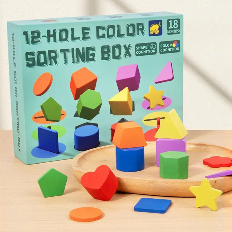 Houten sorteerspeelgoed Vorm- en kleuraanpassingsspel voor kinderen vanaf 3 jaar Ontwikkel fijne motoriek Voorschoolse educatieve STEM-spel
