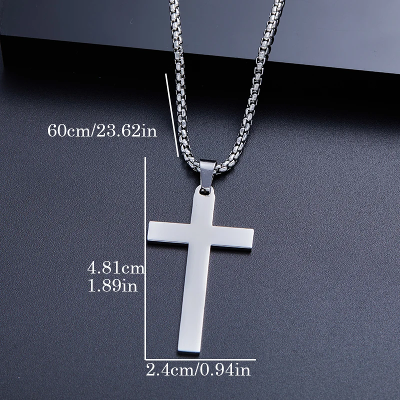 Punk Stainless Steel Fried Dough Twists Chain Snake Bone Chain Double Cross Pendant for Men and Women Holiday Party Accessories