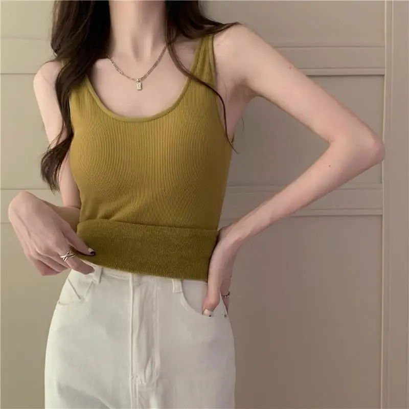 Warm Tank Top for Women with Chest Pads Slim Fit Sleeveless Underlay Underwear