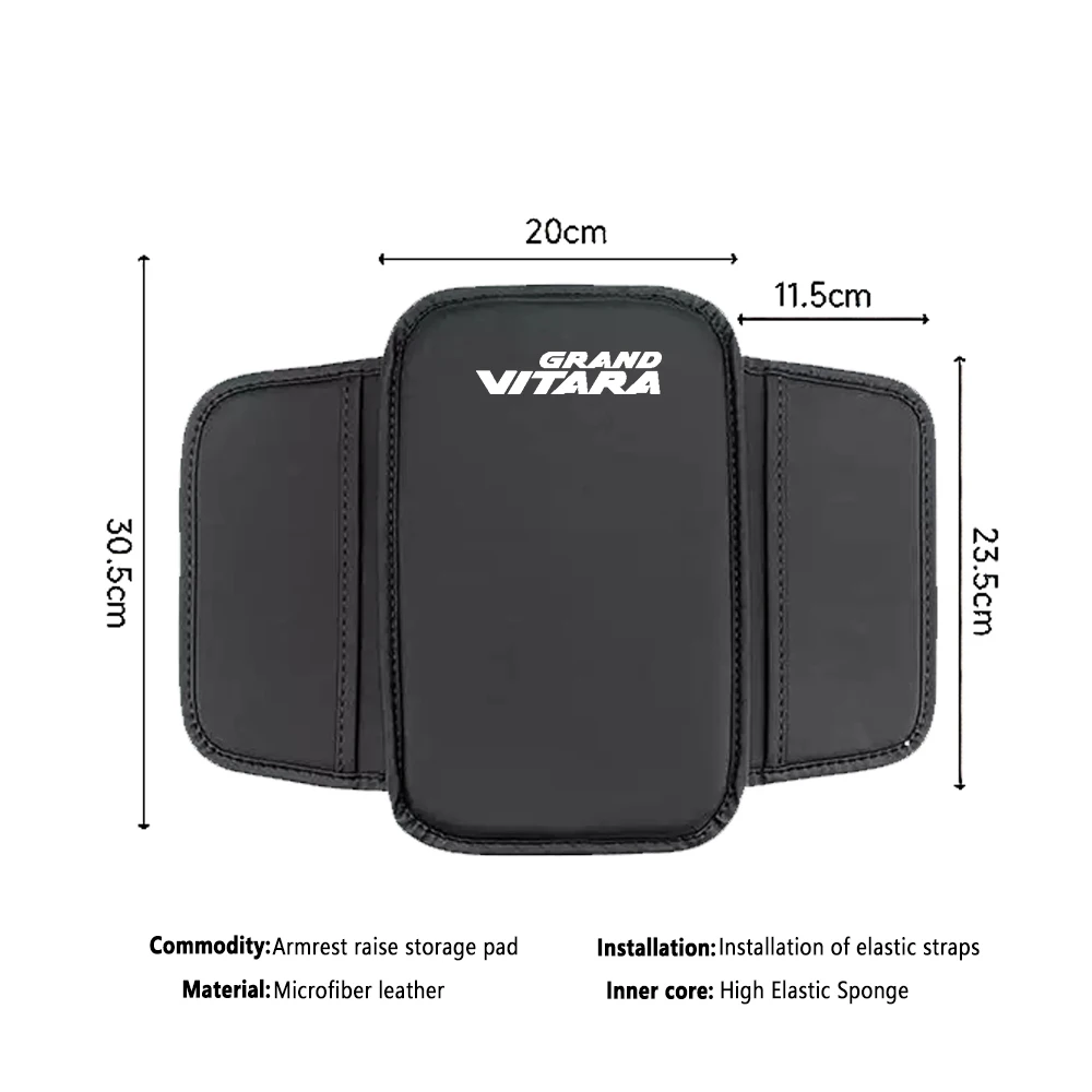 PU Leathe Center Console Heightening Comfort Armrest Pad Cover with Storage Pocket Anti Scratch For Suzuki Grand Vitara view 6