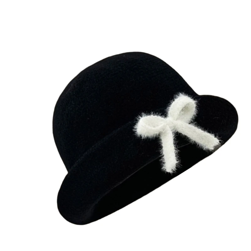 Women Bowknot Fisherman Caps Winter Autumn Warm Windproof Caps Outdoor Bucket Hat image 5