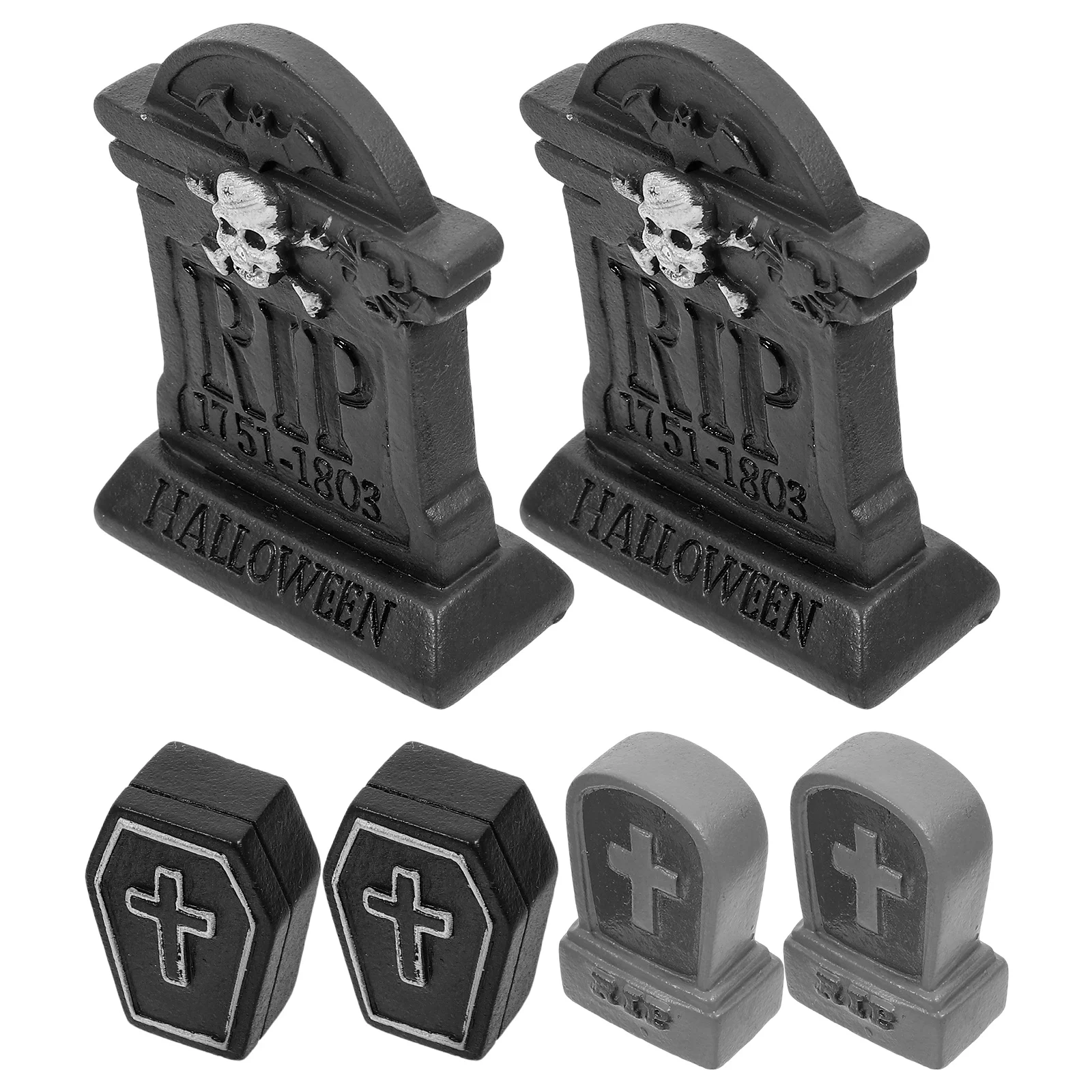 

6 Pcs Halloween Tombstone Mini Cemetery Figurines Resin Figures Tombstones Miniature