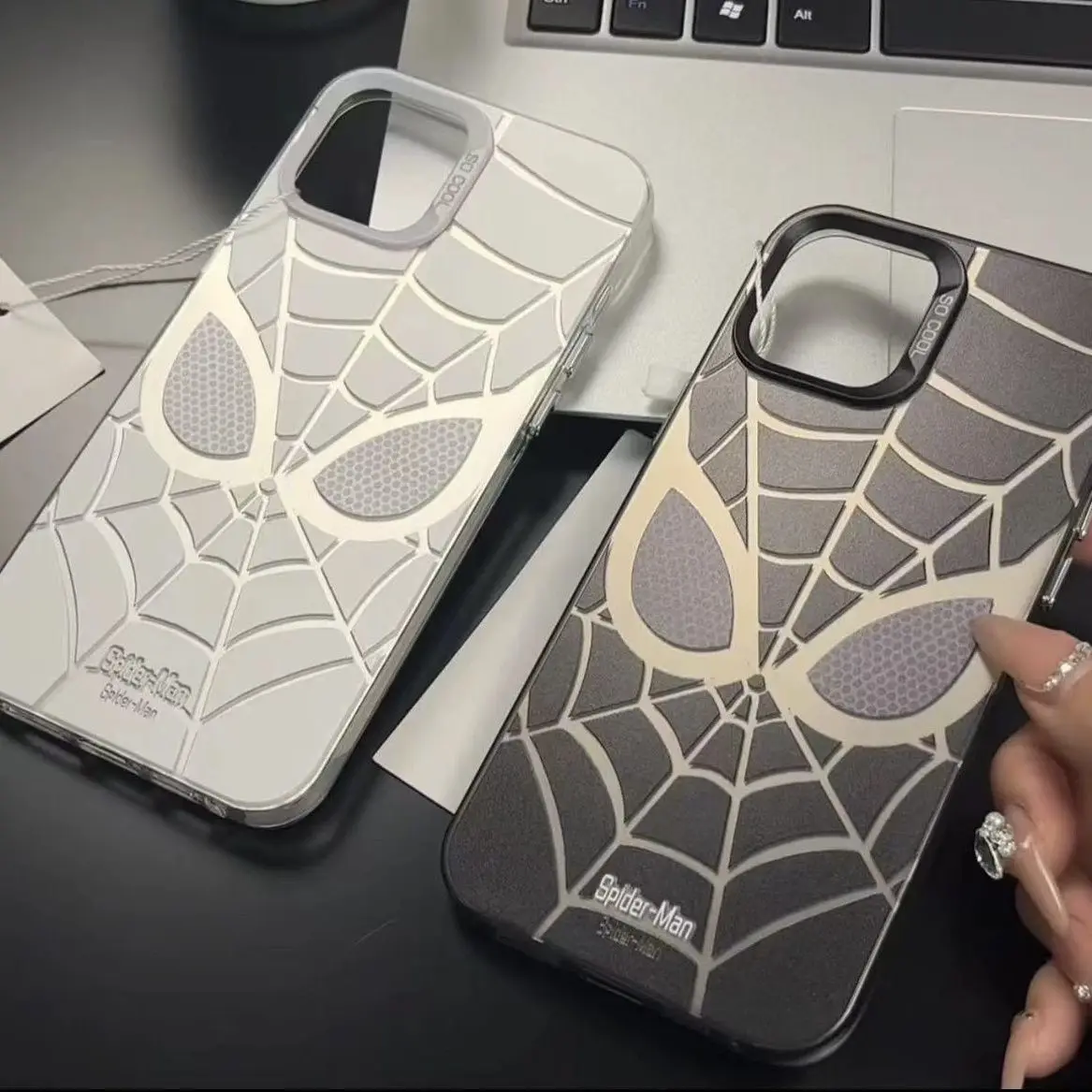 Funda de teléfono American Marvel negro blanco Spider Man pareja para iPhone 16 15 14 13 12 11 Pro MAX XR XS MAX mate TPU cubierta dura