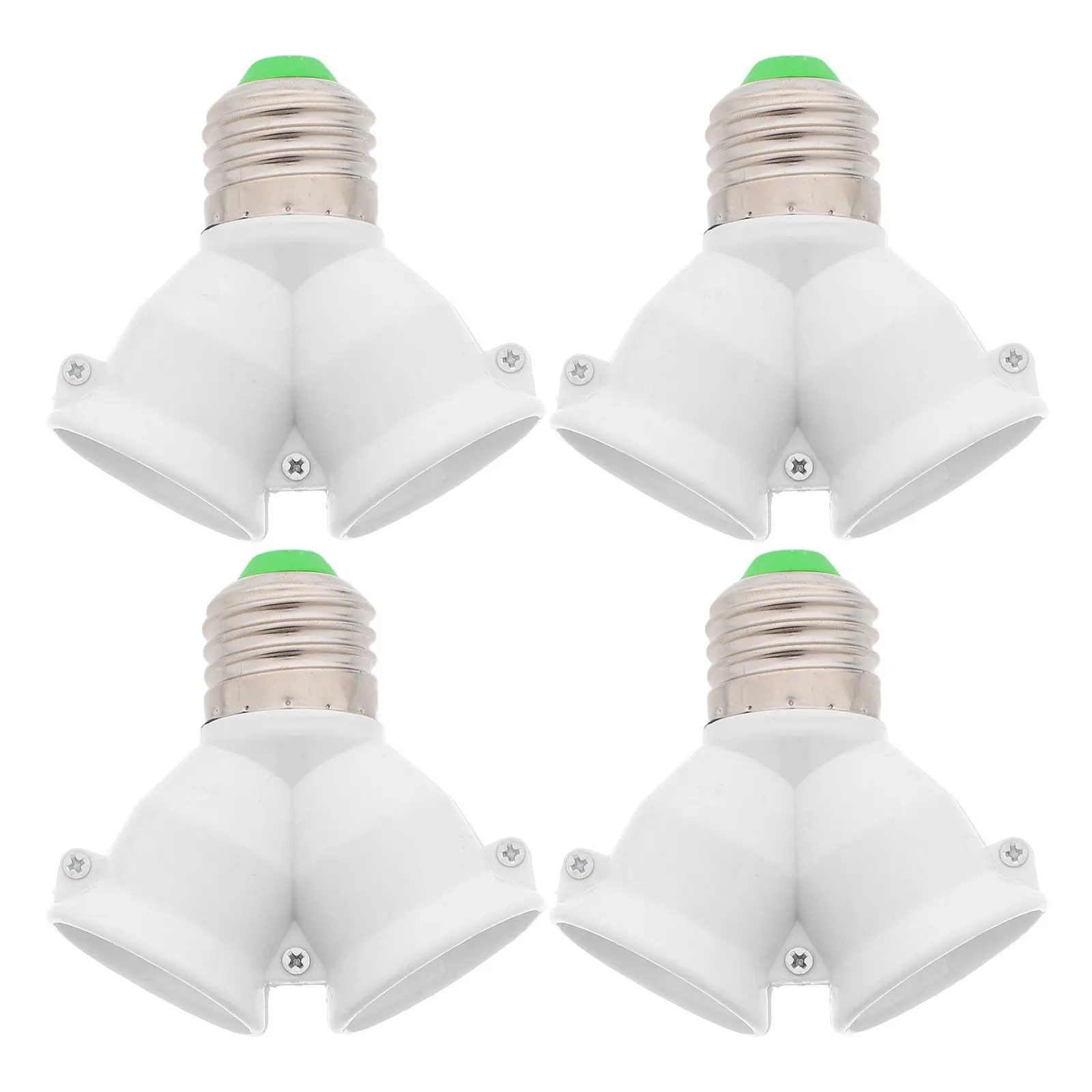 4Pcs Dualhead Lamp Socket Adapter E27 Base Converter Swivel Splitter for Home Office Lighting Fixture Lamp Socket Base