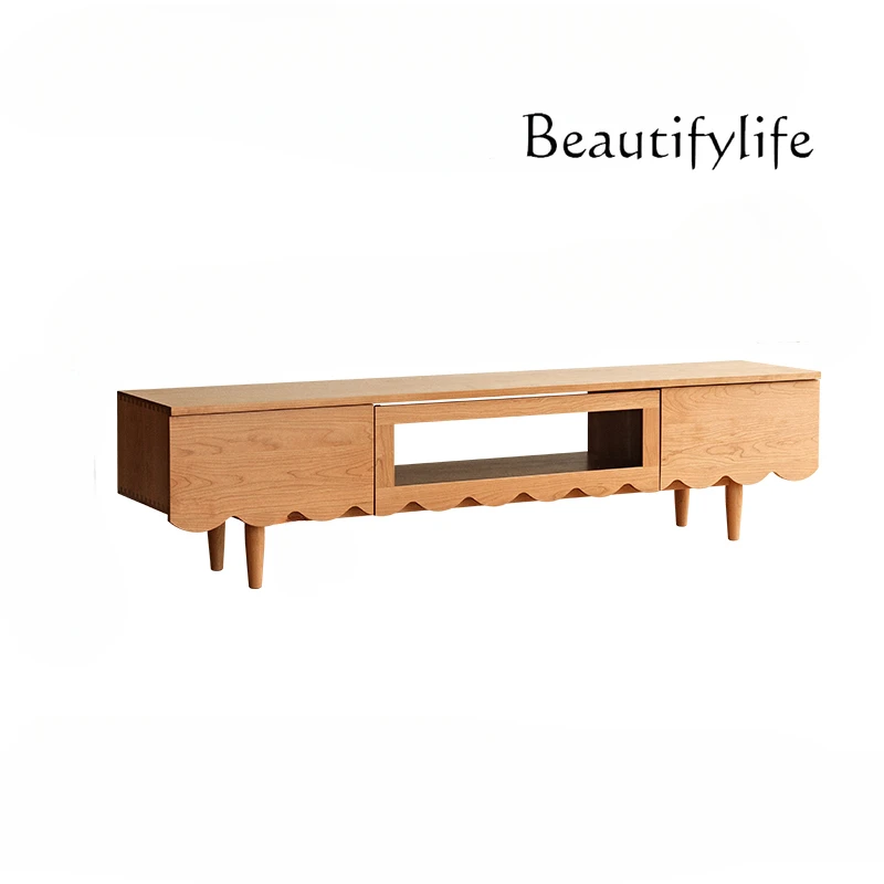 Nordic Solid Wood TV Cabinet Cherrywood Simple Modern Living Room Storage Storage Log Floor Cabinet